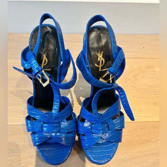 Yves Saint Laurent Tribute 75 | Blue Embossed Crocodile | Size 35 - Picture 4 of 8